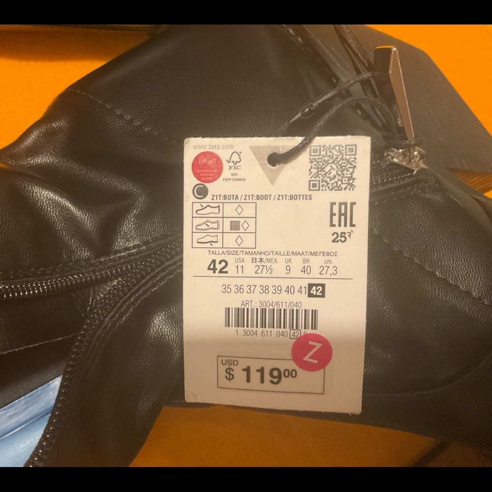 SOLD-DO NOT PURCHASE!!! Zara Black Heel Over The Knee Cowboy Boots Sz 11/42, NWT - Picture 14 of 16